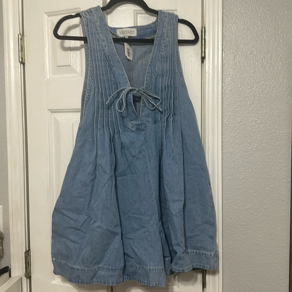 Tie denim romper